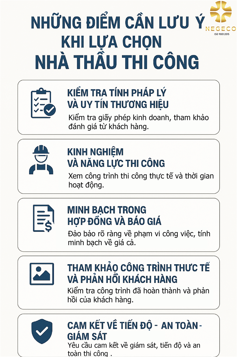 Những Điểm Cần Lưu Ý Khi Lựa Chọn Nhà Thầu Thi Công